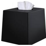 Creative Scents Black Tissue Box Cover Square - 1 Pack Plastic Cube Tissue Holder Dispenser - Decorative Facial Tissue Box Holder for Living Room, Office Desk - Vanity Countertop (5.5" x 5.5" x 5.6")