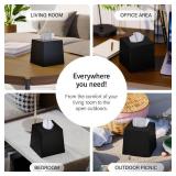 Creative Scents Black Tissue Box Cover Square - 1 Pack Plastic Cube Tissue Holder Dispenser - Decorative Facial Tissue Box Holder for Living Room, Office Desk - Vanity Countertop (5.5" x 5.5" x 5.6")