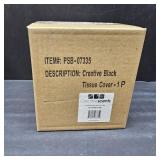 Creative Scents Black Tissue Box Cover Square - 1 Pack Plastic Cube Tissue Holder Dispenser - Decorative Facial Tissue Box Holder for Living Room, Office Desk - Vanity Countertop (5.5" x 5.5" x 5.6")