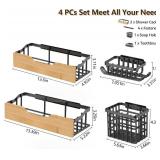 Adhesive Shower Caddy Set of 4, Bathroom Shower Shelves with Soap Dish, Toothbrush Holder for Bathroom Organization