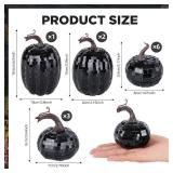 12 Pcs Large Black Disco Pumpkins Halloween Artificial Glitter Mirror Pumpkin Fall Table Sparkly Centerpiece Decor Thanksgiving Assorted Harvest Hanging Pumpkins for Autumn Farmhouse Home Decorations