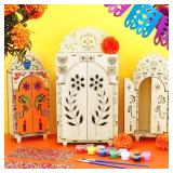 Dia De Los Muertos Altar Shadow Box - Wooden Day of The Dead Ofrenda Shadow Box - Crafts Ofrenda Decorations - DIY Skull Papel Picado Mexican Picture Frames Shrine Box