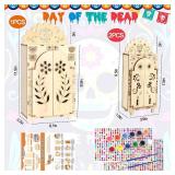 Dia De Los Muertos Altar Shadow Box - Wooden Day of The Dead Ofrenda Shadow Box - Crafts Ofrenda Decorations - DIY Skull Papel Picado Mexican Picture Frames Shrine Box