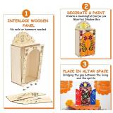 Dia De Los Muertos Altar Shadow Box - Wooden Day of The Dead Ofrenda Shadow Box - Crafts Ofrenda Decorations - DIY Skull Papel Picado Mexican Picture Frames Shrine Box