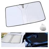 1 Pack Car Windshield Sunshade for Blocking UV Ray, Keep Your Car Cool, 55.9" x 31.4" Foldable Reflective Universal Vehicle Insulation Window Shade for Truck SUV Car (Painted Silver)