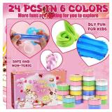 Valentines Day Gifts for Kids - 24 Valentines Ice Cream Butter Slime Card Bulk - Valentine Exchange Cards for Girls Boys School Class Classroom Party Favors Age 3 Year and Up