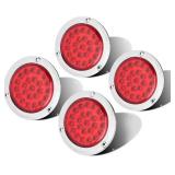 LIMICAR Round LED Tail Light, 4 Inch LED Trailer Lights, Brake Stop Turn Signal Running Trailer Brake Lights w/Chrome Bezels for Truck Trailer RV Jeep UTE UTV