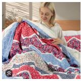 TEXSTEAD Quilt Set Queen Size Floral Patchwork Quilted, Soft Comforter Set Bedding Sets, Coverlet Bedspread Decorative Quilts with 2 Pillow Shams, (90"x90", 2 Pieces)