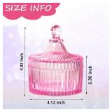 Body Powder Puff and Container, Glass Box for Dust Puff, Powder applicator with Case for Dusting Powder (Light Pink)