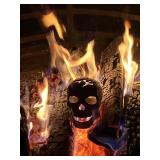 Fire Pit Skull   Metal Human Skull Fire Log for Fireplaces, Fire Pits & Campfires, Creepy Halloween Decor, Reusable Indoor & Outdoor Accessory
