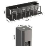 Wall Mounted Holders Set for Bathrooms-3 Cups Toothbrush Holder with Cosmetic Organizer & Toothpaste Dispenser & Hair Dryer Holder, Dark Grey
