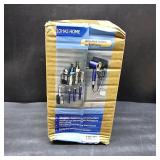 Wall Mounted Holders Set for Bathrooms-3 Cups Toothbrush Holder with Cosmetic Organizer & Toothpaste Dispenser & Hair Dryer Holder, Dark Grey