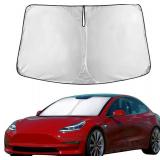 EcoNour Windshield Sun Shade for Tesla Model 3/Y 2017-2026(Fit Model Y Juniper 2025-2026/Model 3 Highland 2024)Upgraded Foldable Sunshade, Window Sun Visor Protector, Blocks UV Rays Keep Your Car Cool