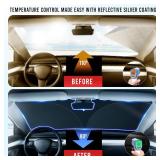 EcoNour Windshield Sun Shade for Tesla Model 3/Y 2017-2026(Fit Model Y Juniper 2025-2026/Model 3 Highland 2024)Upgraded Foldable Sunshade, Window Sun Visor Protector, Blocks UV Rays Keep Your Car Cool