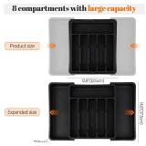 S&F Homes Expandable Cutlery drawer organizer, utensil drawer organizer, flatware and silverware holder, organization and storage tray for kitchen decor, BPA-Free. (Black)
