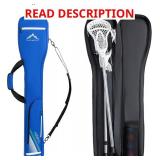 Himal Outdoors Lacrosse Stick Bag with 2 Sticks Holder, Oxford Lacrosse Bag for Men and Women, Zipper Pocket & Cooler Pouch and Padded Handle Strap Color is Black