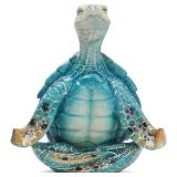 VVGIFTS Sea Turtle Meditation Yoga Decor, Garden Figurine Sea Turtle Meditating Coastal Beach Decorations, Zen Yoga Resin Statue for Home Office Decorations (Put The Palm Separate)