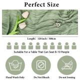 NESCCI 2 Pack Sage Green Table Runner,Rustic Boho Cheesecloth Table Runner,35x120 Inches Runners for Tables, Pefect for Mothers Day Wedding Baby Shower Birthday Party Home Decorations