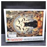 Spooky Night Jigsaw Puzzle 1000 Pieces for Adult,Families(Skeleton,Skull Man,Black Cat,Bat,Mirror Full Moon) Pieces Fit Together Perfectly 19.7