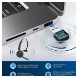 Bluetooth Headset, Wireless Headset with Upgraded Microphone AI Noise Canceling, On Ear Bluetooth Headset with USB Dongle for Office Call Center Skype Zoom Meeting Online Class Trucker