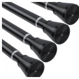 4 Pack Black Shower Curtain Rod 16 To 26 Inch Tension Shower Rod For Bathroom 7/8" Adjustable Spring Curtain Rod No Drilling Spring Rod Black Tension Curtain Rods for Windows Doorway Closet