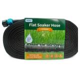 Flat Soaker Hose 75 FT for Garden Beds, 75Ft 1/2" Linkable Consistent Drip Irrigation Hose Save 80% Water, Leakproof Heavy Duty Double Layer Sprinkler Hose