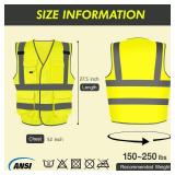 3 Pack Bright yellow mesh Safety Reflective Vests 7 Pockets, 2 Shoulder Lanyards. One size fits All