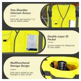 3 Pack Bright yellow mesh Safety Reflective Vests 7 Pockets, 2 Shoulder Lanyards. One size fits All