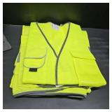3 Pack Bright yellow mesh Safety Reflective Vests 7 Pockets, 2 Shoulder Lanyards. One size fits All