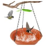 Lot of 2, Hanging Bird Bath for Outside, Hanging Bird Water Feeder for Outdoor, Birdbath Bowl, Birdbaths for Outdoors Balcony Window Backyard Garden, Small Large Wild Birdfeeder Tray (12", Terracotta)