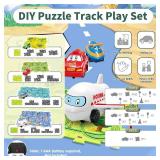 Puzzle Racer Kids Car Track Set for 2 3 4 5 Year Old Boys and Girls, Themed Educational Puzzles Racers Tracks with Electric Vehicles for 3 Childrens (Christmas Theme)