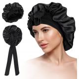 Lot of 2, Silk Bonnet for Sleeping Women, Flaviao Satin Silk Hair Bonnet for Sleeping with Elastic Tie Band for Women Curly Straight Hair Night Cap Adjustable Sleep Cap Hair Bonnet
