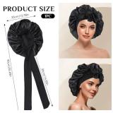 Lot of 2, Silk Bonnet for Sleeping Women, Flaviao Satin Silk Hair Bonnet for Sleeping with Elastic Tie Band for Women Curly Straight Hair Night Cap Adjustable Sleep Cap Hair Bonnet