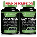 Irish Sea Moss Capsules, 17-in-1, Seamoss Black Seed Oil, 240 Count, Ashwagandha Burdock Root Organic Bladderwrack Capsules | Organic Sea Moss Advanced, Immune and Blood Pressure Support - 1 Pack