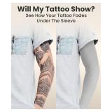 KEMFORD Tattoo Cover Up Sleeves   1 Pair of Lightweight UV Arm Sleeves for Men & Women   Breathable Fabric for Work, Healing Tattoos, and Sun Protection - Color Navy, Size Large
