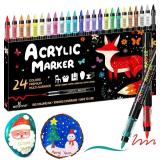WINSONS 24 Colors Direct Liquid Ink Markers Set   Permanent Acrylic Markers for Multi-Surface Use, Non-Toxic, Ideal for Art, Crafts & DIY Projects (24 Colors)