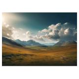 Lot of 2, Nature Scenery Backdrop 5x3ft Prairie Mountains Sky Clouds Landscape Photography Background Party Banner Room Decorations Outdoor Travel Portraits Photoshoot Wallpaper Photo Studio Booth Pro