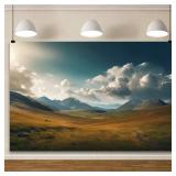 Lot of 2, Nature Scenery Backdrop 5x3ft Prairie Mountains Sky Clouds Landscape Photography Background Party Banner Room Decorations Outdoor Travel Portraits Photoshoot Wallpaper Photo Studio Booth Pro