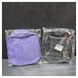 Lot of 2, TSA Approved 1 Quart Clear Toiletry Bag/Transparent Liquids Pouch/Travel Cosmetic Bag for Women Carry On Makeup Bag with Zipper 3-1-1 Compliant for Airport Security (Black and Purple)