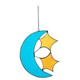DHCGPP Tiffany Moon -Style Stained Glass Hangers, Window Panels, Home Wall and Window Hanging Sun Catcher, Handcrafted Tiffany Enthusiast Gifts for Decoration.