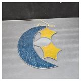 DHCGPP Tiffany Moon -Style Stained Glass Hangers, Window Panels, Home Wall and Window Hanging Sun Catcher, Handcrafted Tiffany Enthusiast Gifts for Decoration.