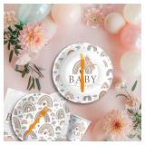 Boho Baby Shower Decorations Tableware, Boho Rainbow Baby Shower Decorations, Paper Plate, Napkin, Cup, Disposable Cutlery, Retro Rainbow Theme Baby Girl Party Supplies, 24 Guests