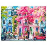 Happy Street Fun Jigsaw Puzzles for Adults and Teenagers, Christmas Secret Santa Gift, White Elephant Gifts, Number Partitioned for Easy Solving 500 Piece