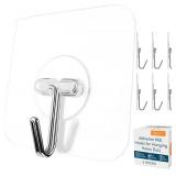 GLUIT Adhesive Wall Hooks for Hanging Heavy Duty 22 lbs Hooks for Walls No Damage, Towel Sticky Clear Hook, Waterproof, Home, Bathroom, Kitchen, Office, and Outdoor 6 Pack