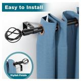 Black Long Curtain Rod 72-144 inch, Heavy Duty Curtain Rods Set for Windows with Cage Finials, Decorative 1 inch Curtain Rod for Patio Outdoor, Sliding Glass Door, Bedroom, Living Room