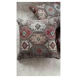 Large Over Stuffed Throw Pillows (2) approximately 22 inches square and (1) 21 inches by 12 inches