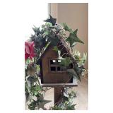 Decorative Wooden Birdhouse with Ivy and Roses (approximately 31 inches tall)