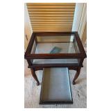 Carlton McLendon Wood and Glass Display Table with Queen Anne Legs