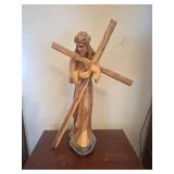 17" Tall, Hand-Carved Olive Wood Religious Crucifix Statue