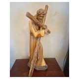 17" Tall, Hand-Carved Olive Wood Religious Crucifix Statue